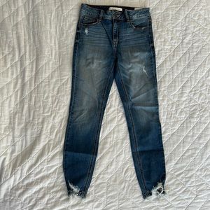 Eunia Denim Skinny Jeans with Raw Hem